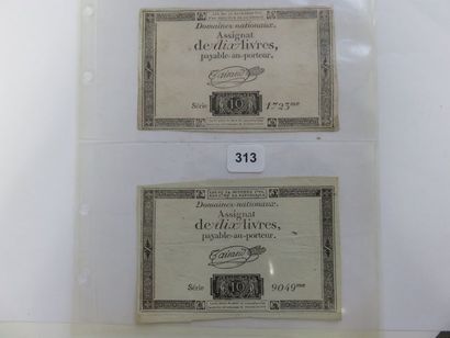 Assignats - Lot de 2 x Dix Livres, du 16...