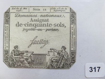 Assignat - Cinquante Sols du 23 mai 1793,...