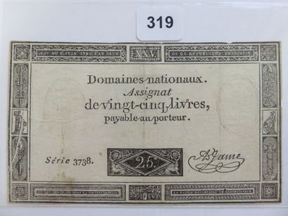 Assignat - Vingt-cinq Livres du 6 juin 1793,...