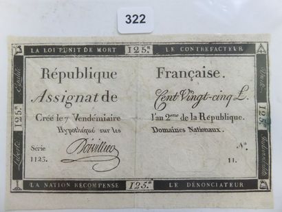 Assignat - 125 Livres du 7 vendémiaire an...