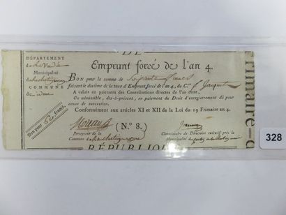 Emprunt Forcé de l'an 4 - Bon de 60 Francs...