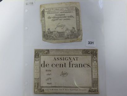 Assignats - Lot de 2 assignats - 50 Sols...