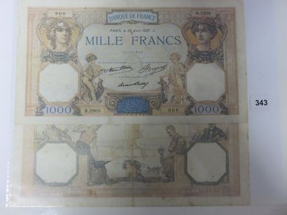 Billets - Lot de 2 x 1000 Francs Cérès et...