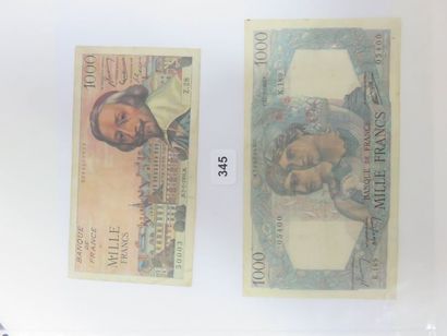 Billets - France - Lot de 2 x 1000 Francs,...