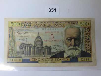Billet - France - 5 NF sur 500 Francs Victor...