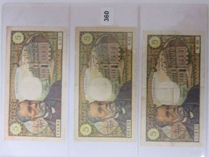 Billets - France - Lot de 3 billets 5 Francs...