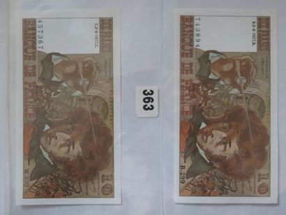 Billets - France - Lot de 2 billets 10 Francs...