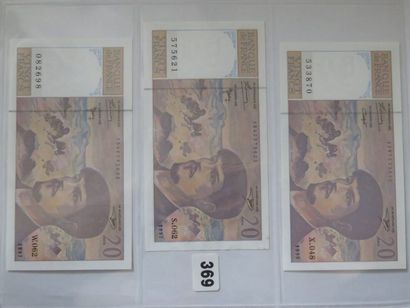 Billets - France - Lot de 3 billets 20 Francs...