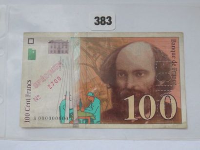 Billet Spécimen - France - 100 Francs Cézanne...
