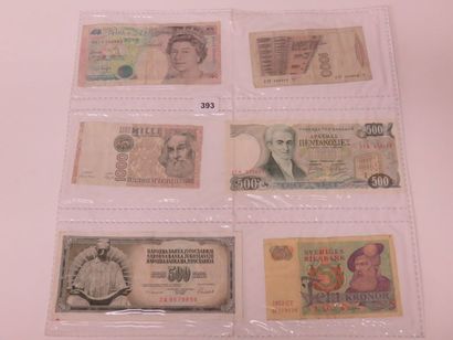 Billets - Lot de 7 billets étrangers, dont...