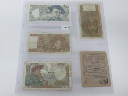 Papiers divers - 5 billets Banque de France...