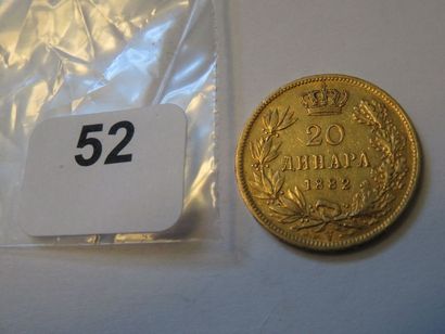 Monnaie or - Serbie - 20 Dinara Milan I 1882...