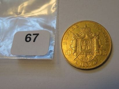 Monnaie or - 50 Francs Napoléon III, tête...