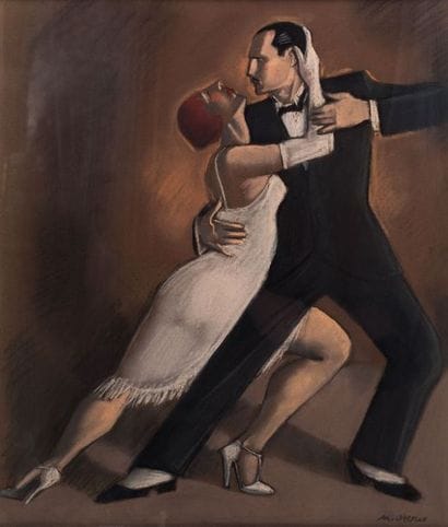 OTERO Mariano, né en 1942 Tango en noir et...