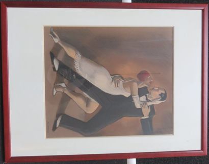 OTERO Mariano, né en 1942 Tango en noir et...