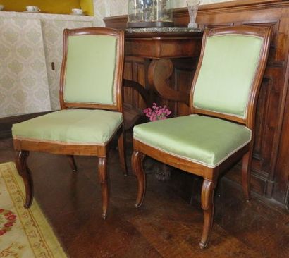 Paire de chaises en acajou à dossier mouvementé...