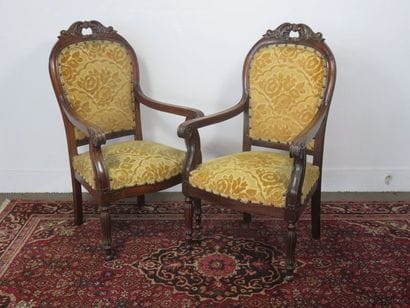 Paire de fauteuils d’enfant en acajou mouluré...