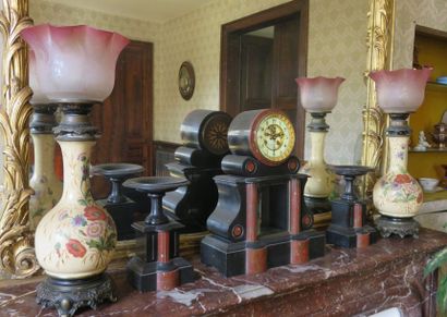 Paire de lampes à pétrole en céramique craquelée...