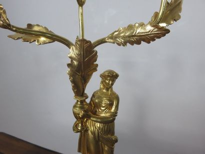 Paire de candélabres en bronze ciselé et...