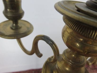 Paire de candélabres en bronze doré, fût...