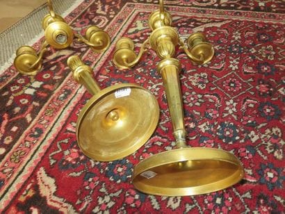 Paire de candélabres en bronze doré, fût...