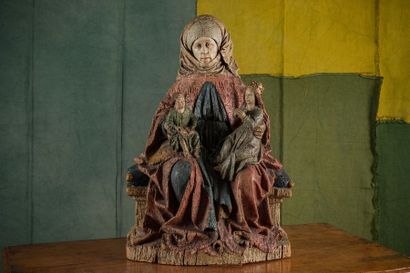 Groupe trinitaire. Bois sculpté polychromé....