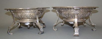 PAIRE DE CHAUFFERETTES OU RECHAUDS DE TABLE...