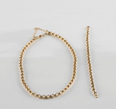 Parure en or jaune, maille jaseron, comprenant...
