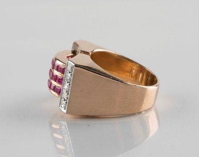Bague en or jaune et platine 