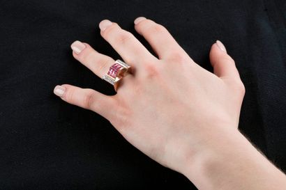 Bague en or jaune et platine 