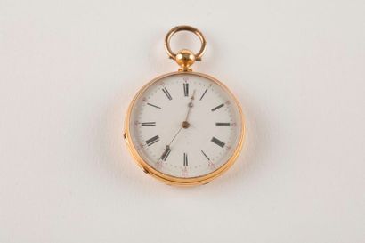 Montre de poche en or 750 millièmes, fond...