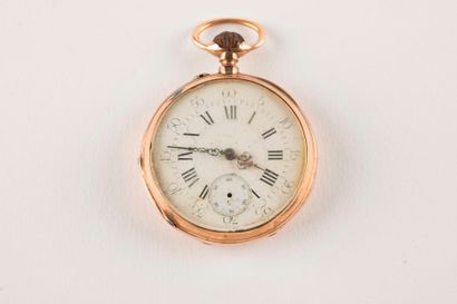 Montre de poche en or 750 millièmes, fond...
