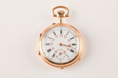 Montre de poche en or 750 millièmes, cuvette...