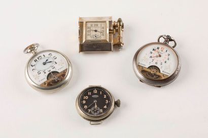 Lot de quatre montres : Deux montres de poche...