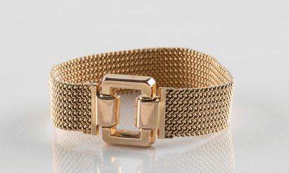 Bracelet en or jaune, maille milanaise ornée...