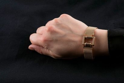 Bracelet en or jaune, maille milanaise ornée...