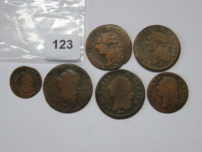 Monnaies Royales - Lot de 6 monnaies en cuivre,...