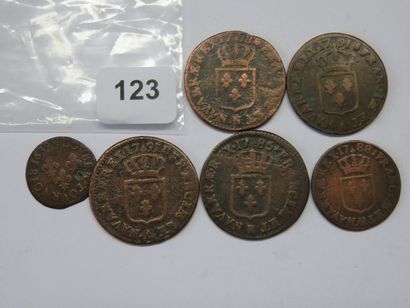 Monnaies Royales - Lot de 6 monnaies en cuivre,...