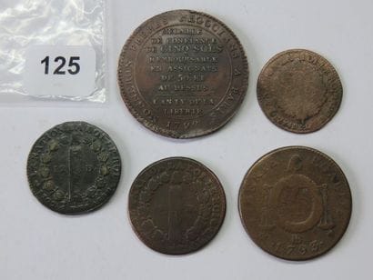 Monnaies de la Révolution - Lot de 5 monnaies,...