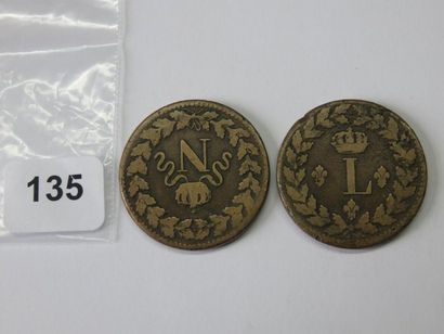 Monnaies - France - Lot de 2 x Décimes 1815....