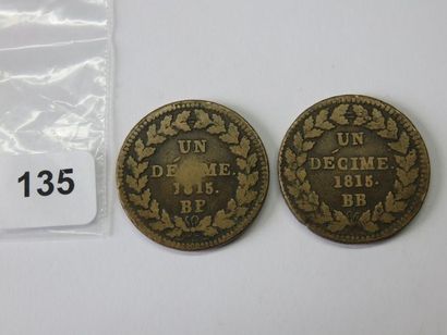 Monnaies - France - Lot de 2 x Décimes 1815....