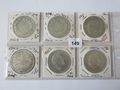 Monnaies - France - Collection de 6 x 5 Francs...