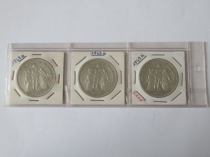 Monnaies - France - Collection de 3 x 5 Francs...