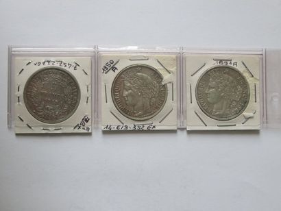 Monnaies - France - Collection de 3 x 5 Francs...