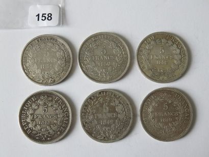 Monnaies - France - Lot de 6 x 5 Francs écu...