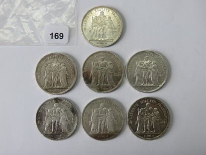 Monnaies - France - Lot de 7 x 5 Francs Hercule,...