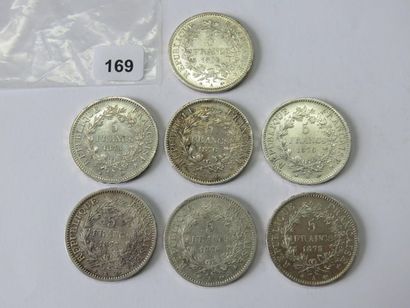 Monnaies - France - Lot de 7 x 5 Francs Hercule,...