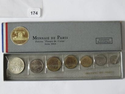 Monnaies - France - Série FDC 1964, 7 monnaies...