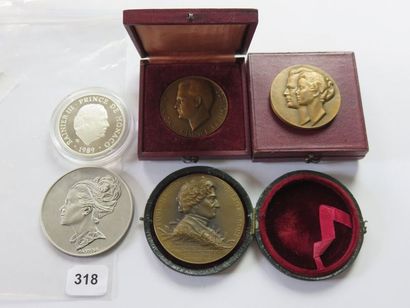 Médailles - Monaco - Lot de 5 médailles,...