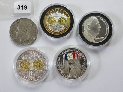 Médailles et Monnaie - Lot de 4 médailles,...